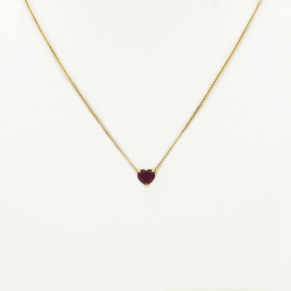 David Yurman 18K Gold Garnet Chatelaine Heart Pendant Necklace - Picture 2 of 6